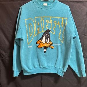 Vintage Jostens Daffy Duck Teal Sweater